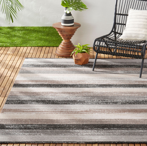 lot 175 image: Nicole Miller New York Patio Sofia Estelle Contemporary Abstract Striped IndoorOutdoor Area Rug