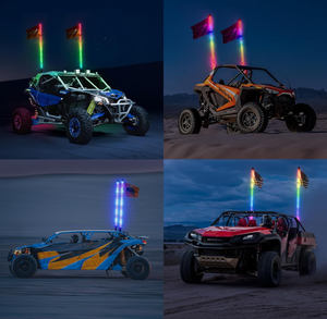 lot 220 image: 2PCS Ehaho 2FT Whip Lights for UTV ATV with Spring Base, Tripled Brighter Led Whip Light WRocker Switch & 6 Flags