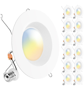 lot 243 image: 12PCS Sunco 56 Inch LED Can Lights Retrofit Recessed Lighting Selectable