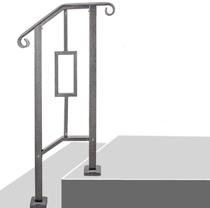 lot 476 image: 1-2 Steps Handrails for Outdoor Steps Luxury Heavy-Duty Double Post Handrail System