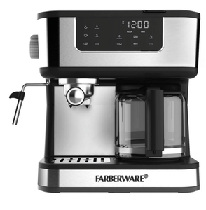 lot 482 image: Farberware Dual Brew, 10 Cup Coffee  Espresso, Black and Stainless Finish