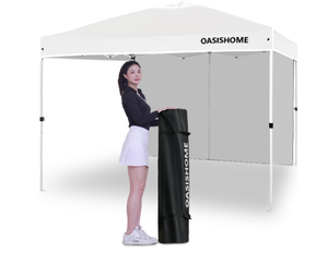 lot 311 image: Pop-up Portable Outdoor Canopy Tent 10x10 Instant Gazebo, with 1 Sidewall,  White