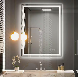 lot 322 image: 28 in. W x 36 in. H Large Rectangular Frameless Anti-Fog High Lume LED Lighted 2-Way Hanging Wall Bathroom Vanity Mirror