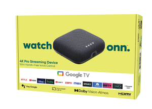 lot 343 image: onn. Google TV 4K Pro Streaming Device (New, 2024), 4K UHD resolution, Dolby Vision & Dolby ATMOS, Hands-Free Voice Control, Smart Hub