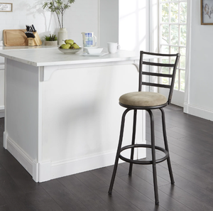 lot 348 image: Mainstays Indoor Adjustable 24 or 29 Swivel Barstool, Grey Microfiber Cushion