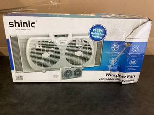 lot 285 image: Shinic 9 3-Speed Twin Window Fan with Removable Bug Screen
