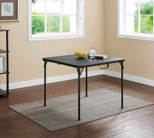 lot 377 image: Mainstays 34 Square Resin Fold-in-Half Table, Rich Black