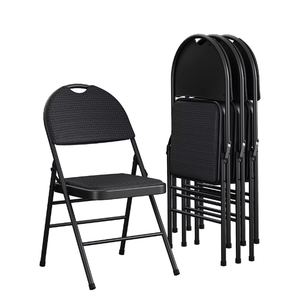 lot 380 image: COSCO Commercial XL Comfort Fabric Padded Metal Folding Chair, Triple Braced, Black, 4-Pack