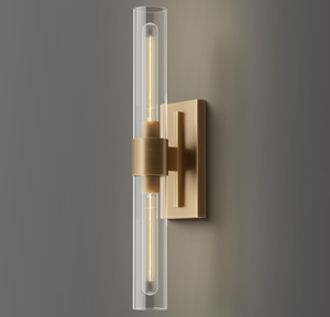 lot 65 image: Industrial Wall Sconces Clear Glass Set Of 2