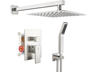 lot 67 image: SR SUN RISE Shower Faucet Set Bathroom Square Rain Shower Head with Handheld