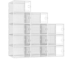 lot 536 image: Kuject Med Shoe Storage Boxes Organizers for Closet 12 Pack
