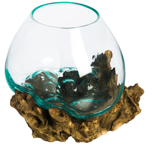 lot 540 image: Evergreen Cape Craftsmen Hand-Blown Blue Tinted Bubble Glass