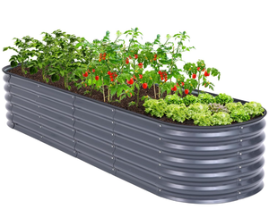 lot 85 image: Ohuhu 9-in-1 Metal Raised Garden Bed, Adjustable Galvanized Planter Box with Safety Edging
