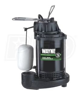 lot 195 image: Wayne CDU800 - 12 HP Cast Iron Submersible Sump Pump w Vertical Float Switch