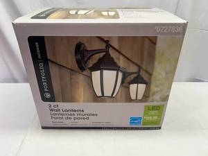 KK. 2ct Portfolio Outdoor Wall Laterns-Black Finish-Frost Glass