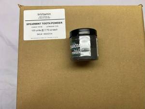 100x 2.75oz InVitamin Active Charcoal Tooth Powder-Spearmint