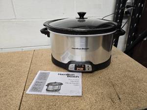 Hamilton Beach 8 Qt Programmable Set & Forget Slow Cooker - stainless steel  black
