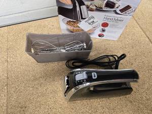 Hamilton Beach 6 Speed Hand Mixer with Snap-on Case - Stainless Steel  Black