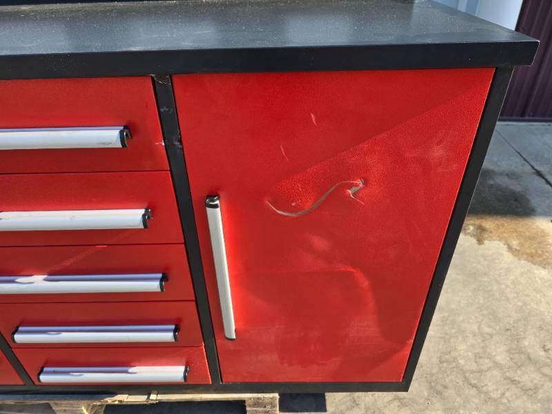 lot 6 image: Heavy Duty Work Bench Red  Model 7FT-WB-10D Slight Damage