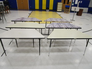 lot 59 image: (6) Trapezoid Tables 26x58