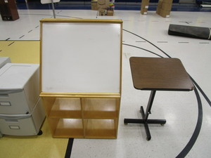 lot 67 image: White Board EaselCabinet & Kids Lectern