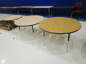 lot 155 image: (3) Round Tables (2) 48 (1) 36 Adjustable Height