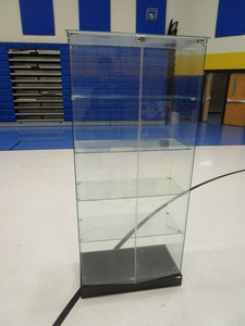 lot 225 image: Glass Display Case on Wheels 15x31x71