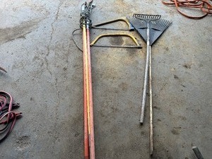 Three Tree Pruners, Two Rakes and Two Hand Saws