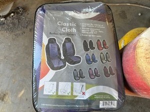 Purple Class Cloth Bucket Seat Covers (Appears unopened)