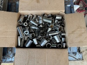 Box (11 x 9 x 3 34) of Various Sized SAE Sockets