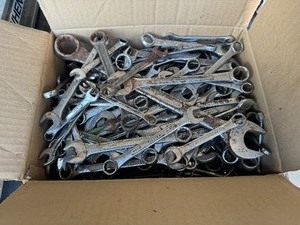 Full Box (13.5 x 9 x 4.5) of Various Sized SAE Wrenches