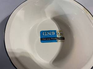 lot 44 image: VINTAGE BLACK STRIPE ENAMELWARE