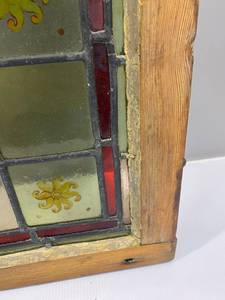 lot 33 image: HAND PAINTED LEADED GLASS WINDOW
