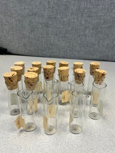 lot 75 image: 20 Measuring Jars 17.5ml, Some have cork stoppers, some dont