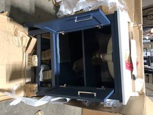 Home Decorators Collection Tupelo 24 in. W x 19 in. D x 34 in. H Single Sink Bath Vanity in Midnight Blue with White Engineered Stone Top  Customer Returns See Pictures