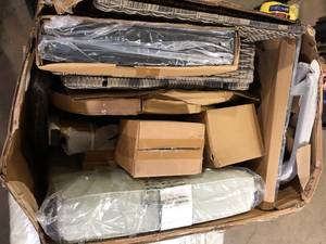 Hampton Bay Windswept 3-Piece Metal Outdoor Bistro Set with CushionGuard Seabreeze Cushions   Customer Returns See Pictures
