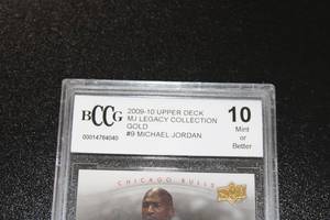 lot 7 image: 2009-10 Upper Deck Legacy Collection Gold Michael Jordan #9 BCCG 10