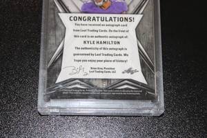 lot 18 image: 2022 Leaf Exotic Kyle Hamilton Autograph Rookie Card #KH1 19  Only 9 Exist