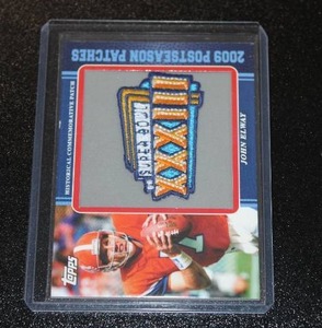 lot 101 image: 2009 Topps Postseason Patches John Elway Super Bowl XXXIII Commerative Patch
