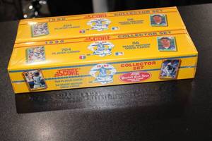 lot 145 image: 1990 Score Baseball Factory Sealed Set Lot  2 Factory Sealed Sets  Iconic Bo Jackson Black & White Card