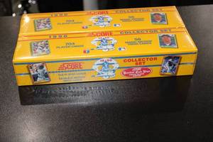 lot 147 image: 1990 Score Baseball Factory Sealed Set Lot  2 Factory Sealed Sets  Iconic Bo Jackson Black & White Card