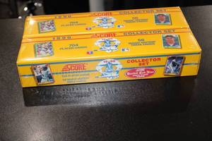 lot 150 image: 1990 Score Baseball Factory Sealed Set Lot  2 Factory Sealed Sets  Iconic Bo Jackson Black & White Card