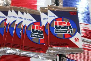 lot 155 image: 1996 Skybox USA Basketball Unopened Texaco Promotional Pack Lot  Hundreds of Packs