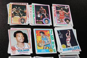 lot 174 image: Vintage NBA Basketball Card Lot  Low to Mid Grade  65 Cards