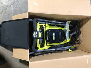 RYOBI ONE HP 18V Brushless 16 in. Cordless Battery Walk Behind Push Lawn Mower with (2) 4.0 Ah Batteries and (1) ChargerCustomer Returns see Pictures