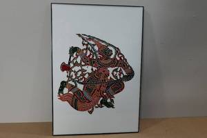 lot 200 image: Framed Shadow Puppet Charcoal Art