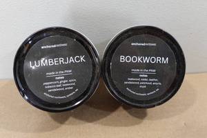 lot 229 image: 2 Anchored Northwest Candles -Lumberjack & Bookworm