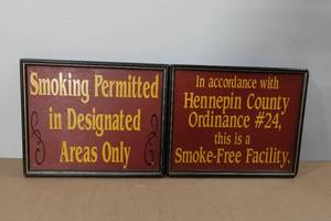 lot 301 image: 2 Wooden Smoking Bar Signs