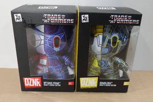 lot 334 image: 2 DZNR Plush Toys -Bumblebee & Optimus Prime