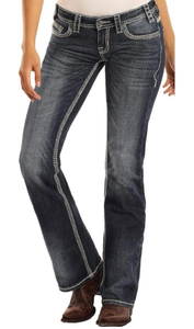 lot 65 image: Rock & Roll Mid Rise Stretch Bootcut Womens Riding Jeans 33x36